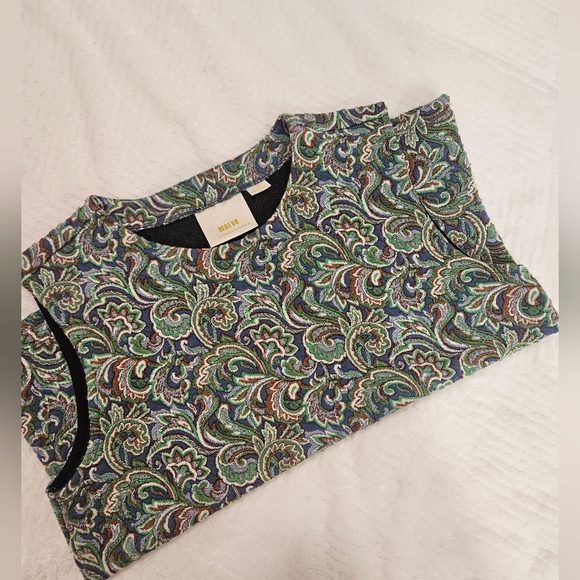 Anthropologie Sleeveless Paisley Top Blouse Preppy Green Size XL - Picture 8 of 14